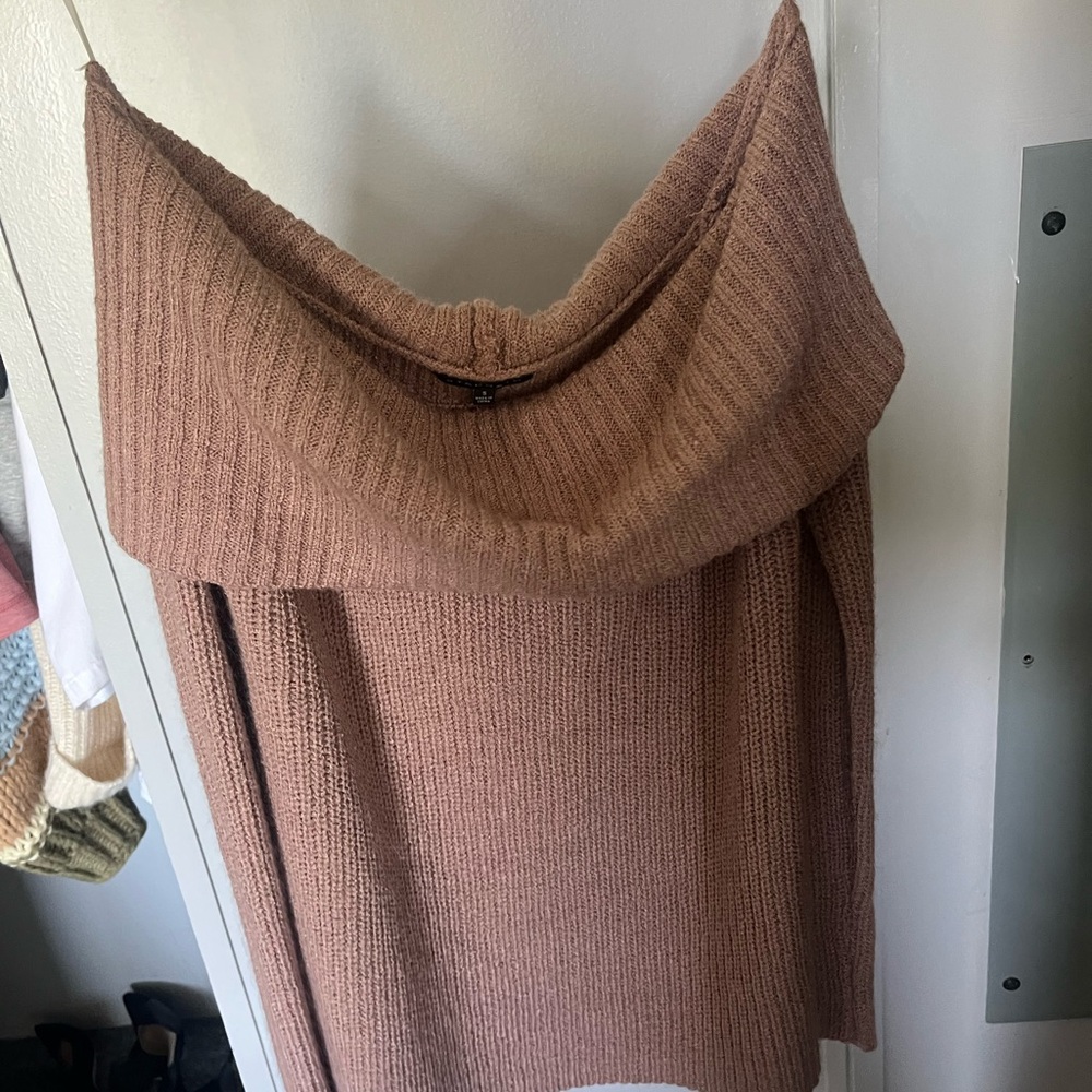 Staccato Brown Cowl Neck Sweater with Ribbed Texture
